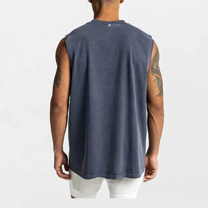 Ripped Distressed <b>Stringer</b> <b>Vest</b> Made With Polyester Cotton for Bodybuilding Training Muscle Singlet Workout - Product Image 2