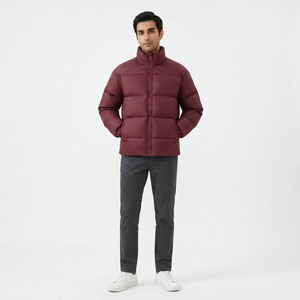 Color Block <b>Long</b> Thin Canvas Puffer <b>Jacket</b> Multi Color Design Winter Coat <b>Men</b> Women Stand Breathable Pakistan Made Wholesale - Product Image 1