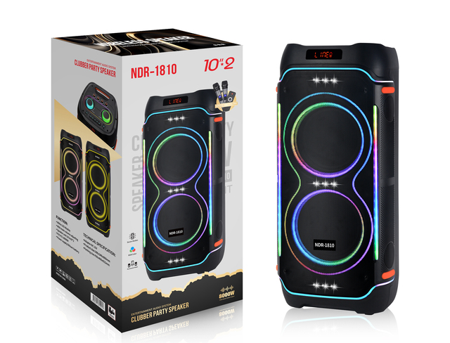 NDR-1810 Dual 10 Inch Woofer High Power Speaker Quadruple Tweeter  Rechargeable Battery for Karaoke Factory Direct Sales