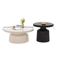 Table basse multifonctionnelle en acier écologique, durable et de luxe léger, design moderne italien pour salon, ronde, noir/blanc