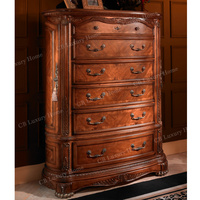 Meubles de chambre à coucher classiques haut de gamme, style américain, lit de traîneau sculpté à la main, taille Queen/King, ensemble complet en bois