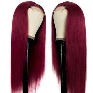 Uniky brasiliano reale 100% colorato vergine vergine umano capelli vergini hd trasparente umano 99J rosso borgogna onda profonda parrucca riccia del merletto - Product Image 5