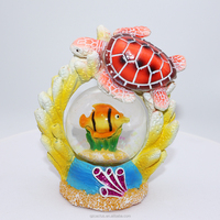 Globe à eau 3D personnalisé avec logo en résine, thème plage, hippocampe, lion de mer, flamant rose, coquillage, pour décoration intérieure, cadeau de vacances
