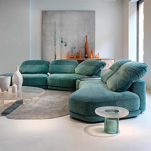 Sofá Modular Curvo Minimalista de Diseño Italiano, Sofá Seccional de Tela Irregular para Sala de Estar - Product Image 2