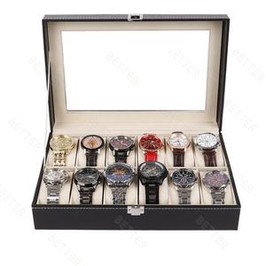 12 fentes grand organisateur de boîte de montre pour hommes support de vitrine en cuir PU avec appel cadeau pour un emballage de montre pratique - Product Image 1