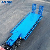 Semi-remorque surbaissée extensible 3 essieux 50-60 tonnes en acier pour le transport lourd à vendre