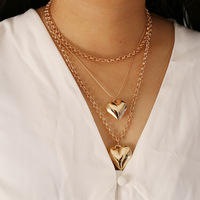 Meilleures ventes, colliers multicouches, boucles d'oreilles en forme de cœur, breloques, bracelets de personnalité, ensemble de bijoux avec chaîne de clavicule
