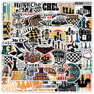 Autocollants d'échecs HOYO, 50 pièces/ensemble, <span class=keywords><strong>Roi</strong></span> <span class=keywords><strong>Reine</strong></span> Tour Évêque Cheval Jeu de stratégie de maîtrise du jeu Autocollants de décalcomanies - Product Image 4