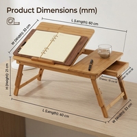 Table de lit pour ordinateur portable en bambou durable, réglable et pliable, pour ordinateur portable et écriture, plateau de petit-déjeuner portable, poste de travail