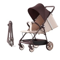 Poussette bébé tout-en-un légère pour 0-6 ans, 165 °   Fauteuil inclinable, pliage à une main, siège surélevé avec plateau et soutien lombaire