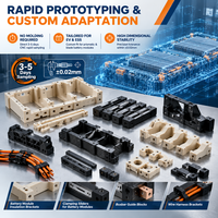 Supports d'isolation pour BMS de batterie EV en PA66 PEEK ignifuge, usinés sur mesure par CNC, avec glissières de barre omnibus, prototype rapide