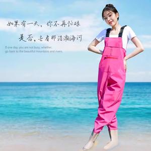 Pantalones de Pesca Impermeables para Mujer con Botas Integradas, Traje de Pesca de una Pieza en Color Sólido para Deportes de Pesca - Product Image 2