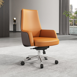 Silla de Oficina Ejecutiva de Cuero Genuino, Giratoria, Reclinable, con Función de Masaje, Silla de Cuero para Restaurante - Product Image 1