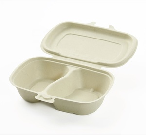 Butterfly Locking Take-Away Biodegradable Pizza Hamburguesa Bento Vajilla desechable Caña de azúcar Bagazo Plato Fiambrera - Product Image 1