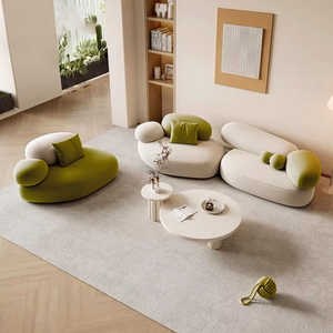 Ensemble de meubles de salon modulaires de luxe italiens haut de gamme en tissu velours pour villa - Product Image 1