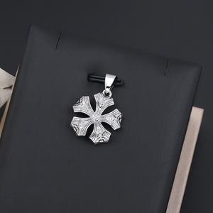 Collier pendentif en laiton plaqué argent de luxe pour femmes JXX, en forme de fleur, accessoires de bijoux de mariage, cadeau - Product Image 1
