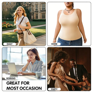 Soutien-gorge camisole en jersey grande taille pour femmes 2 en 1 sans fil écologique sans couture Shapewear haute élasticité doux comme du beurre dos en forme de U - Product Image 4
