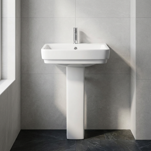 Coronis Red Ceramic Full Pedestal Wash Basin Modern European Design Bathroom Sanitary Ware - Product Image 4