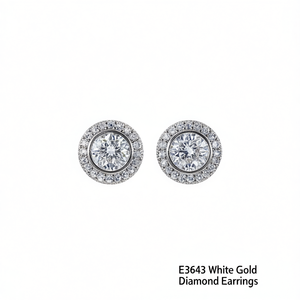 Orecchini E3643 in Oro Bianco con Diamanti Taglio Brillante Rotondo, Certificati GIA, Stile Classico da Sposa per Donna - Product Image 1