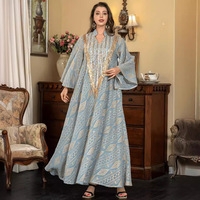 Robe longue Abaya en maille brodée de sequins, style Dubaï, robe de soirée musulmane du Moyen-Orient