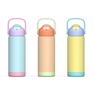 Botol Multi warna desain anak-anak disesuaikan termos vakum dinding ganda dengan tutup sedotan - Product Image 4