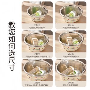 ชุดอ่างล้างขวดนมสแตนเลส Sweet Cherry ทนความร้อน พร้อมที่ระบายน้ำสำหรับครัว - Product Image 5