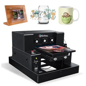 Giftec Fast Shipping Digital A3 Uv Flatbed Printer Pictures Machine Mug Glass Popular Business UV Ink Print On Ceramic Cup Wood