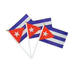 汇艺古巴手拉旗迷你70D聚酯定制国家小古巴手拉旗
