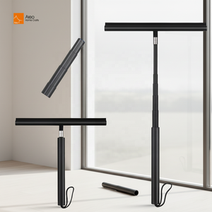 Escobilla de Ducha de Silicona Negra Retráctil, Duradera y Ecológica, con Dos Ganchos de Aluminio Largos para Piso, Mesa y Pared del Baño - Product Image 2