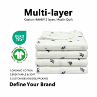 Couverture de voyage respirante en mousseline personnalisable avec logo, couverture douce pour enfants, couverture d'emmaillotage pour bébé en coton biologique, vente en gros