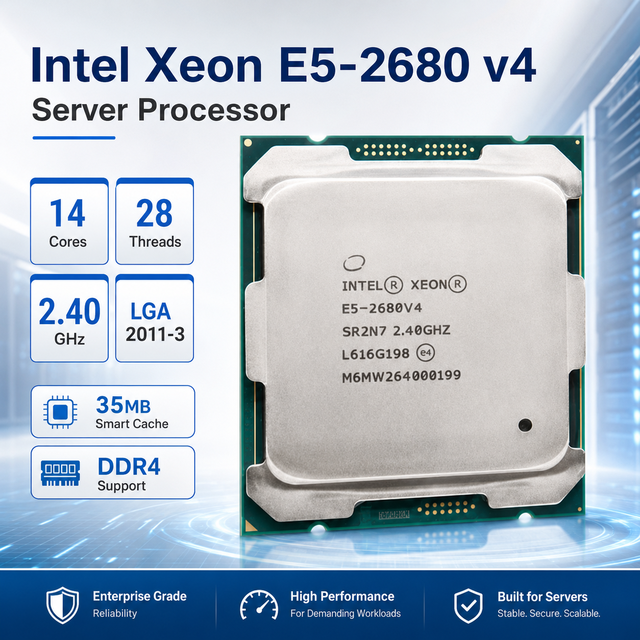 For Intel Xeon E5-2680 V4 SR2N7 14 Core 28 Thread 2.4GHz 35MB Cache 120W LGA2011-3 Server Processor CPU