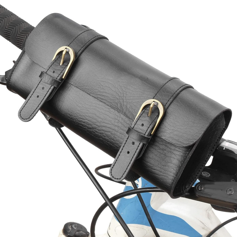 Stock Outdoor Bicycle Bag Vintage Pu Leather Waterproof Cycling Storage Pouch Bike Saddle Handlebar Frame Bag