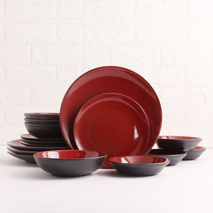 Home dinnerware sets ceramic dinner sets round red glazed fruit 8/6/10 inch porcelain plate