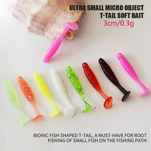 20 pièces/sac Micro <span class=keywords><strong>leurre</strong></span> souple à queue en T 3cm 0.3g Mini appât souple en plastique pour la pêche à la truite, au crappie, au bar, au panfish, à la pêche sur glace Ultra léger - Product Image 2