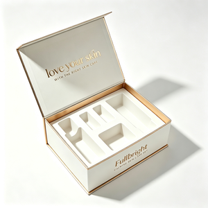 Boîte cadeau cosmétique en pulpe moulée sur mesure avec logo en feuille d'or et fermeture magnétique, emballage en carton de luxe - Product Image 1