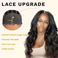 Perruque brésilienne vierge naturelle en gros, lisse, avec dentelle HD, prête à porter, sans colle, pour femmes noires