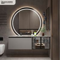 Buildgres Coiffeuse de salle de bain haut de gamme de haute qualité Garniture en or mat naturel Coiffeuse de salle de bain