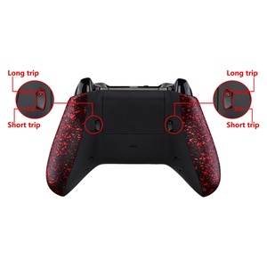 Kit de mise à niveau pour manette Xbox One S X - Coque arrière texturée rouge repensée, poignées noires texturées et interrupteur FlashShot Hair Trigger Stop - Product Image 3