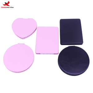 Wholesale Round <b>Mirror</b> Pu Leather Mini Pocket <b>Makeup</b> <b>Mirrors</b> Private Label <b>Mirror</b> PU Leather Factory GZ RTS Bulk Mixed Order - Product Image 1