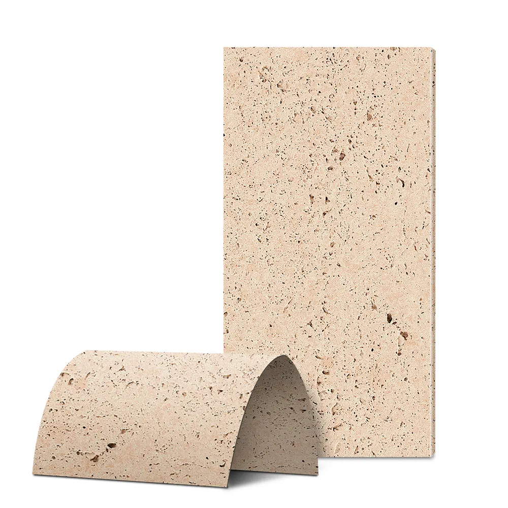 Campioni gratuiti in pietra naturale travertino avorio decorazione d'interni in pietra morbida grande pannello colore rivestimento da parete piastrelle flessibili
