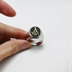 Individuelle Mode Punk Epoxyditan frei und akzeptiert Freimaurer-Ring Freimaurer AG Herren Edelstahl-Ringe - Product Image 2