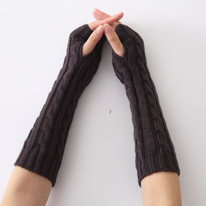 Gants en tricot pour femmes, chauffe-bras câble, tricoté, sans doigts, pour trous de pouce, au Crochet, - Product Image 5