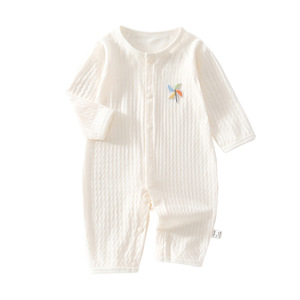 Combinaison pour bébé en coton pur à manches longues, fine et respirante, vêtements unisexes pour nouveau-nés, à porter en été avec climatisation, avec étiquette - Product Image 5
