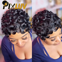 Peluca Corta de Cabello Humano Rizado, Sin Pegamento, Virgen, 100% Cabello Humano HD, Peluca Bob al Por Mayor