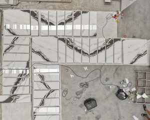 Đá nhân tạo bền thiêu kết độ dày 15 mm bước cầu thang tùy chỉnh cho biệt thự cầu thang khách sạn bookmatched tiếp tục gạch - Product Image 6