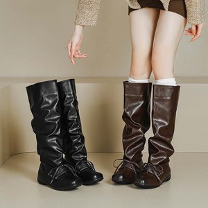 <span class=keywords><strong>Bottes</strong></span> <span class=keywords><strong>de</strong></span> cow-boy rétro à bout carré 2025, design froissé, lacets, talon épais, <span class=keywords><strong>bottes</strong></span> confortables mi-hautes pour femmes - Product Image 2