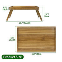 Table de lit multifonctionnelle en bois d'acacia écologique, design européen, plateau de petit-déjeuner avec pieds pliables pour ordinateur portable, facile à nettoyer