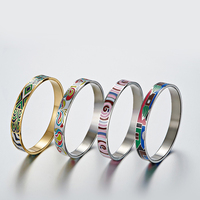 Bracelet émaillé personnalisé en acier inoxydable, vente en gros, plaqué argent,