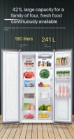 Réfrigérateur côte à côte 421L à refroidissement par air, sans givre, à commande électronique, économe en énergie pour usage domestique