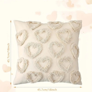 Juego de almohadas de amor para el día de San Valentín, almohada de sofá de terciopelo con lazo desplumado, juego de almohadas de diseño hueco para sala de estar y dormitorio - Product Image 1